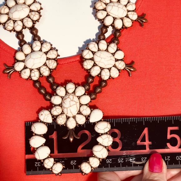 FREE EARRINGS & SQUASH BLOSSOM NECK •WHITE BUFFALO - Picture 6 of 8